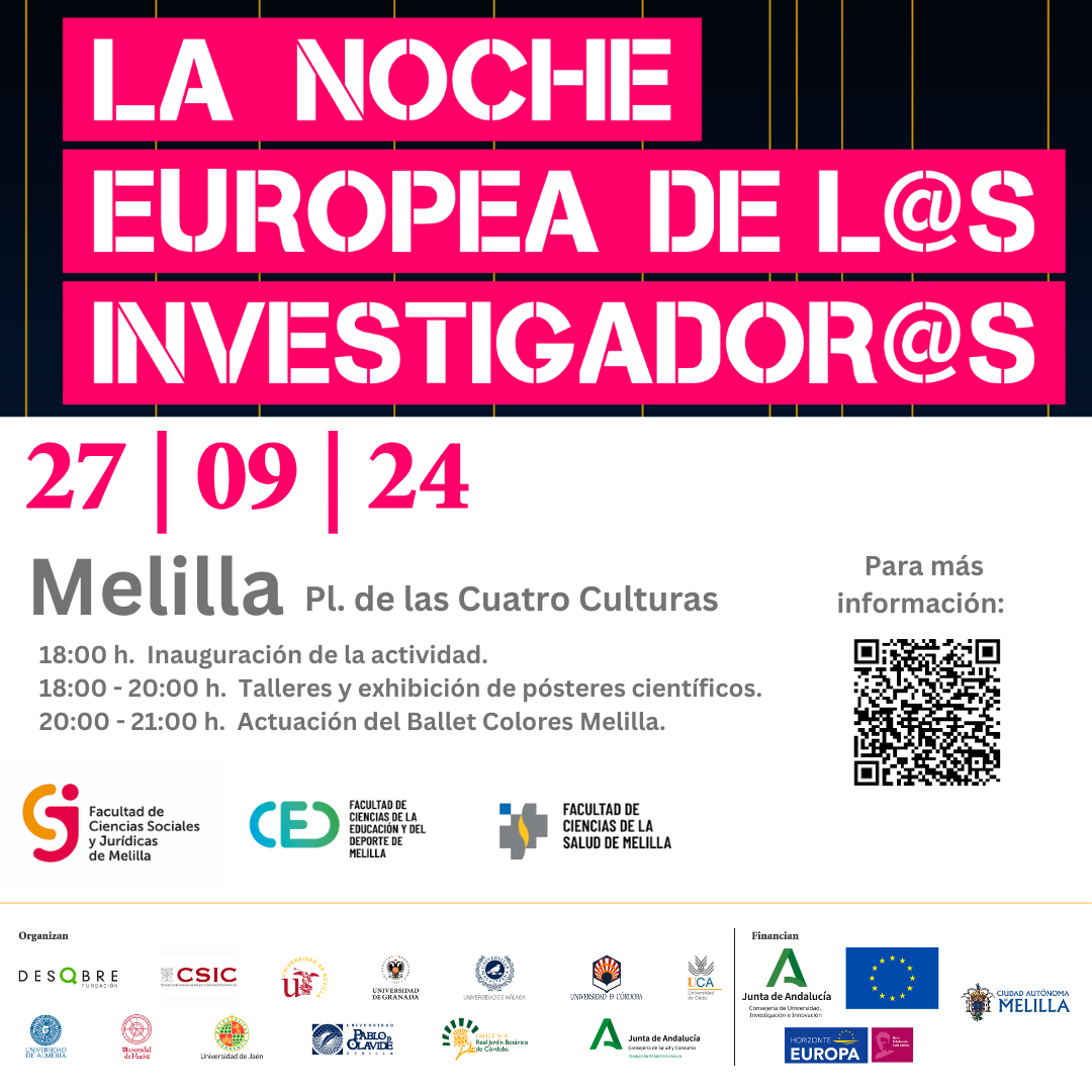 Cartel con la información de la noche europea de los investigadores 