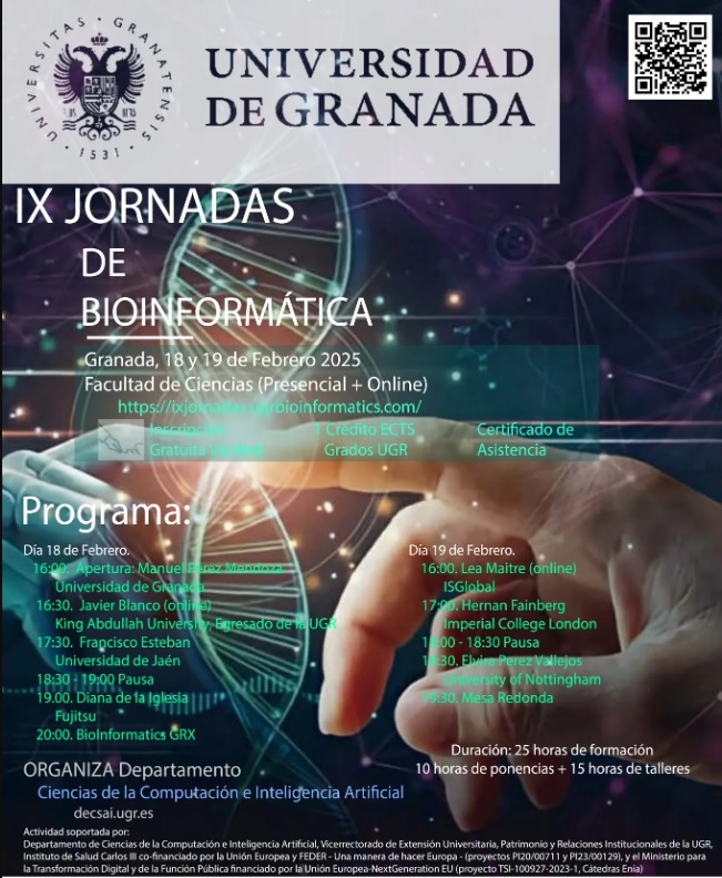 Cartel con la información de las IX Jornadas de Bio-Informática 