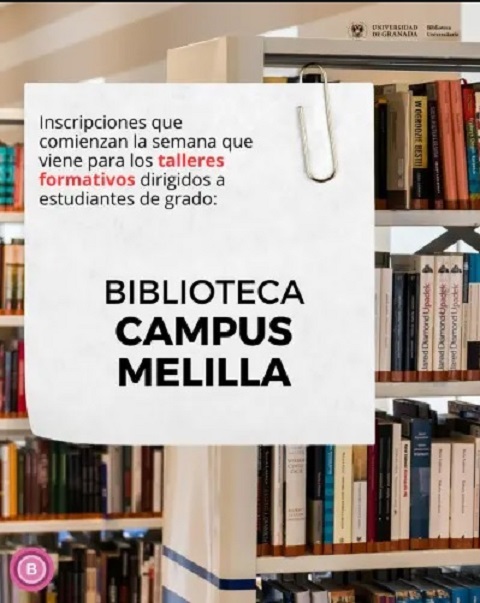 Cartel Taller formativo sobre recursos de información (26ª Ed.) de la Biblioteca del Campus de Melilla