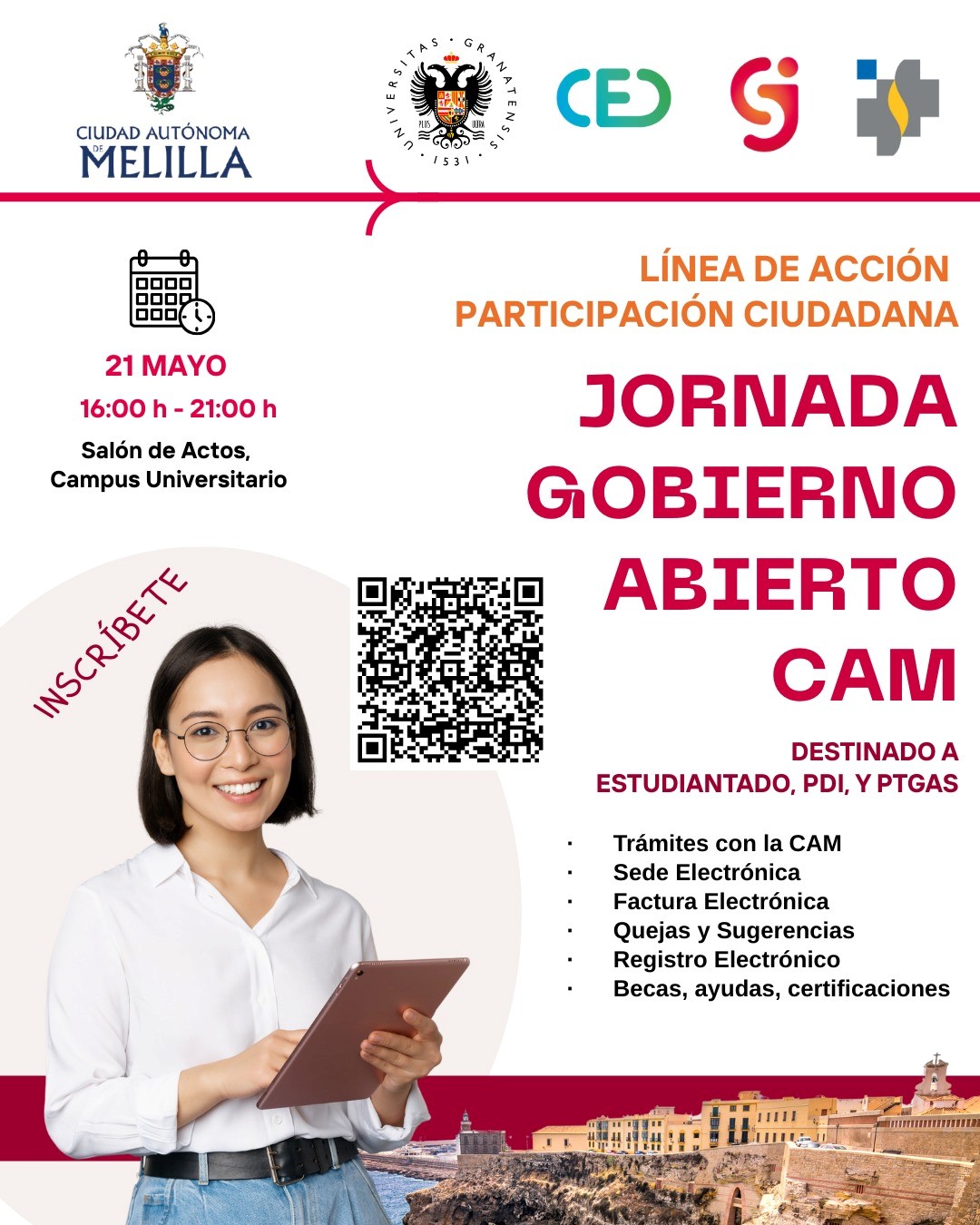 Cartel con la información de la Jornada Gobierno Abierto CAM