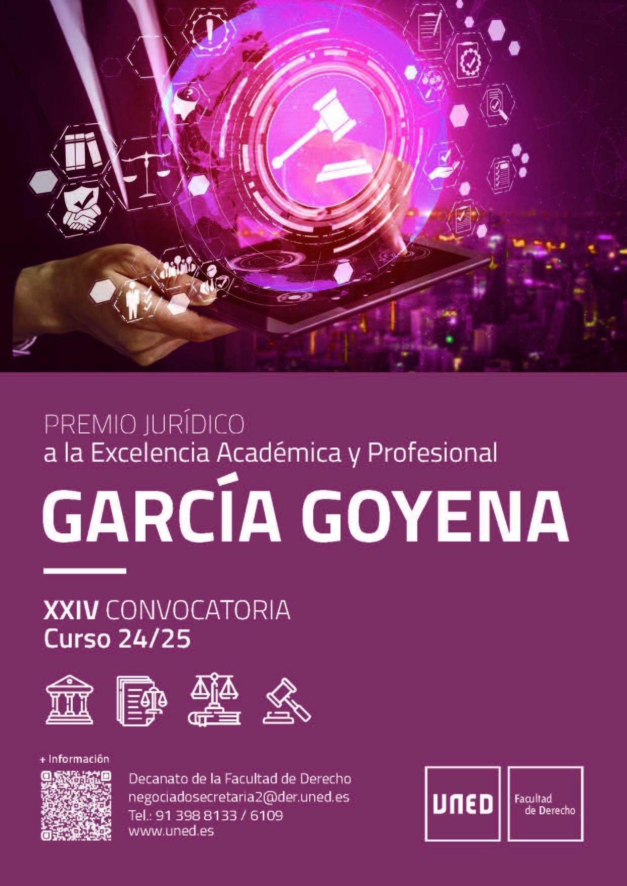 Cartel del premio Jurídico a la Excelencia Académica y Profesional “García Goyena”