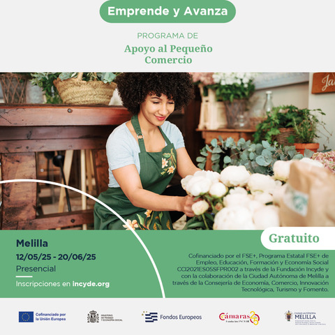 cartel con la información del programa de apoyo al pequeño comercio