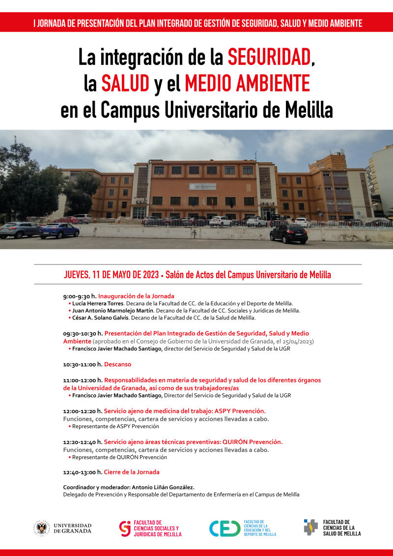 I Jornada de presentación del Plan Integrado de Gestión de Seguirdad, Salud y Medio Ambiente Cartel de la I Jornada de presentación del Plan Integrado de Gestión de Seguirdad, Salud y Medio Ambiente