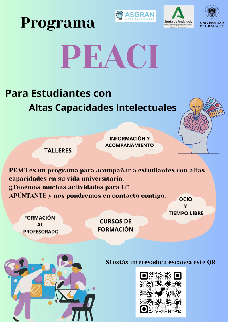 Programa para Estudiantes con Altas Capacidades Intelectuales Cartel con la información del Programa PEACI