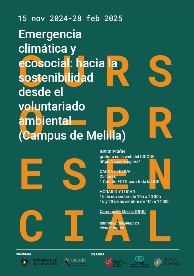 Curso Emergencia climática y ecosocial en el Campus de Melilla (1 ECTS) Cartel Curso con la información