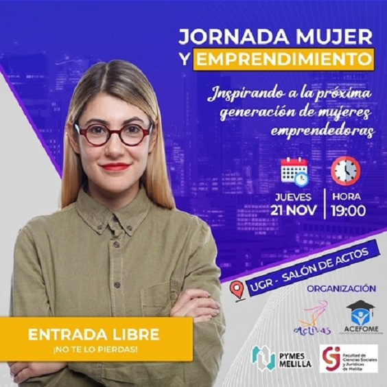 Jornada mujer y emprendimiento: Inspirando a la próxima generación de mujeres emprendedoras Cartel Jornada mujer y emprendimiento con la información