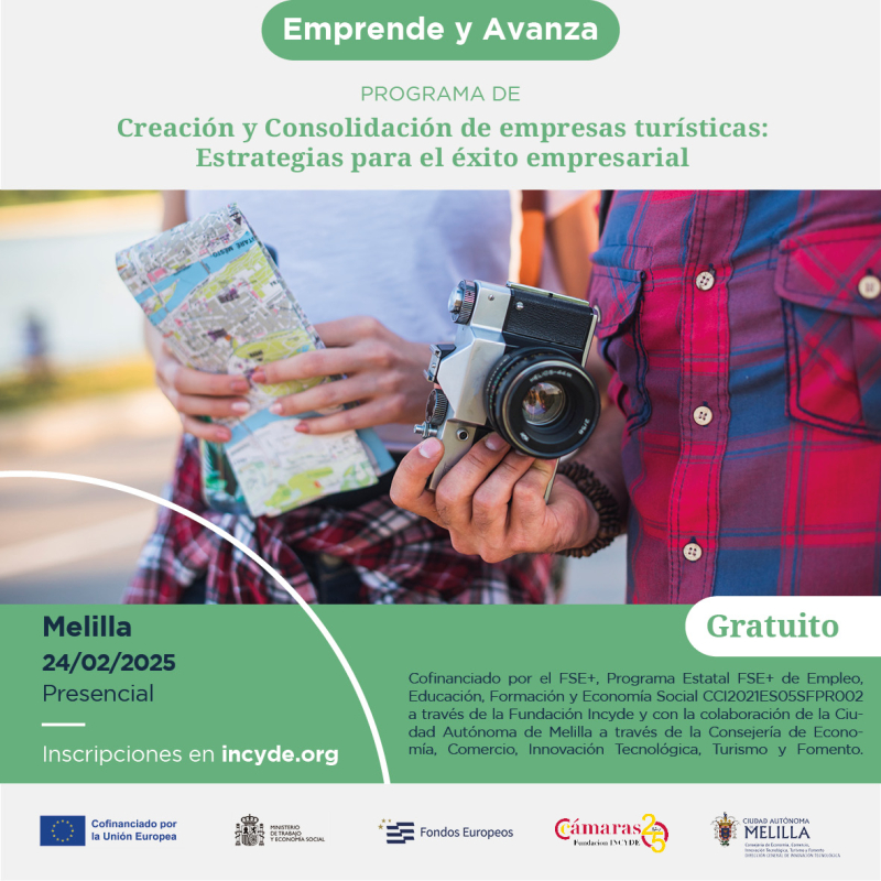 Emprende y Avanza: Programa de Creación y Consolidación de Empresas turísticas Cartel con la información del programa de Creación y Consolidación de empresas turísticas